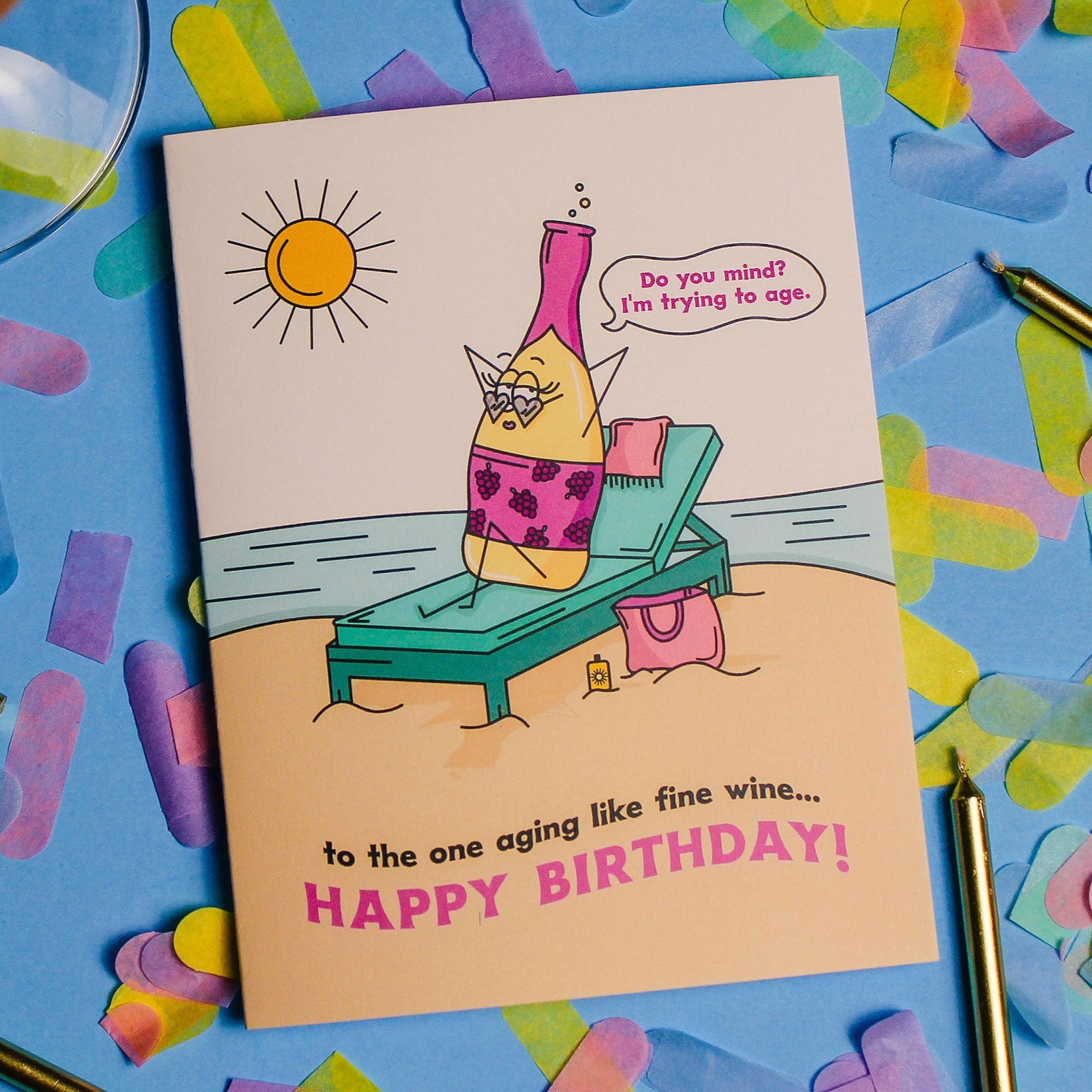 Aging Like Fine Wine Themed Birthday Greeting Card