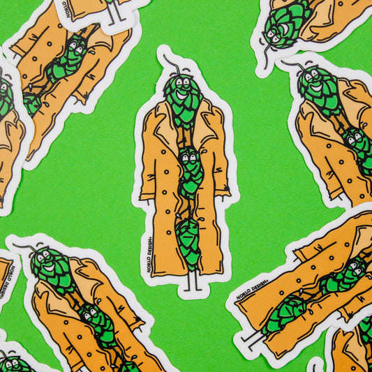 Three Hops In A Trench Coat Craft Beer Sticker