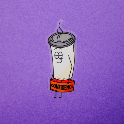 Confident Coffee Clear Vinyl Sticker