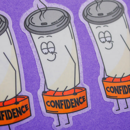 Confident Coffee Clear Vinyl Sticker