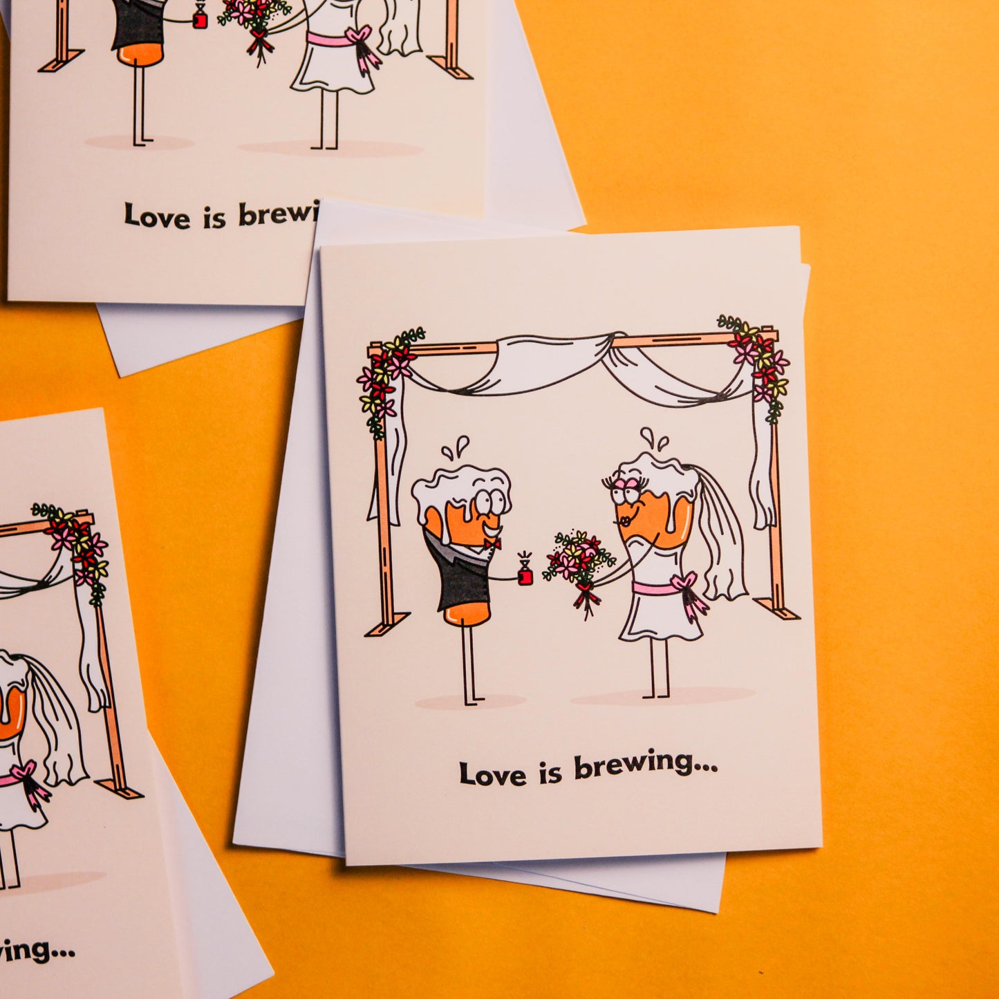 Love Is Brewing Beer Themed Wedding Greeting Card
