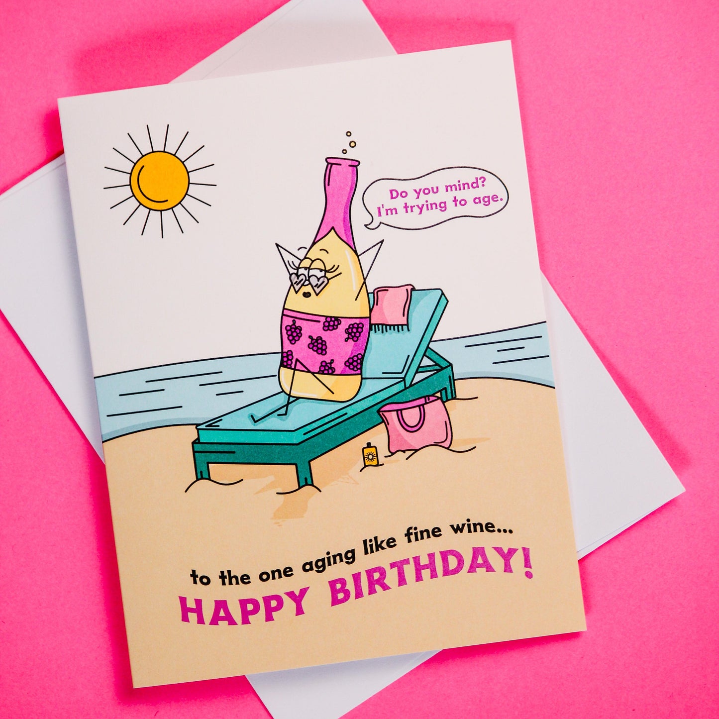 Aging Like Fine Wine Themed Birthday Greeting Card