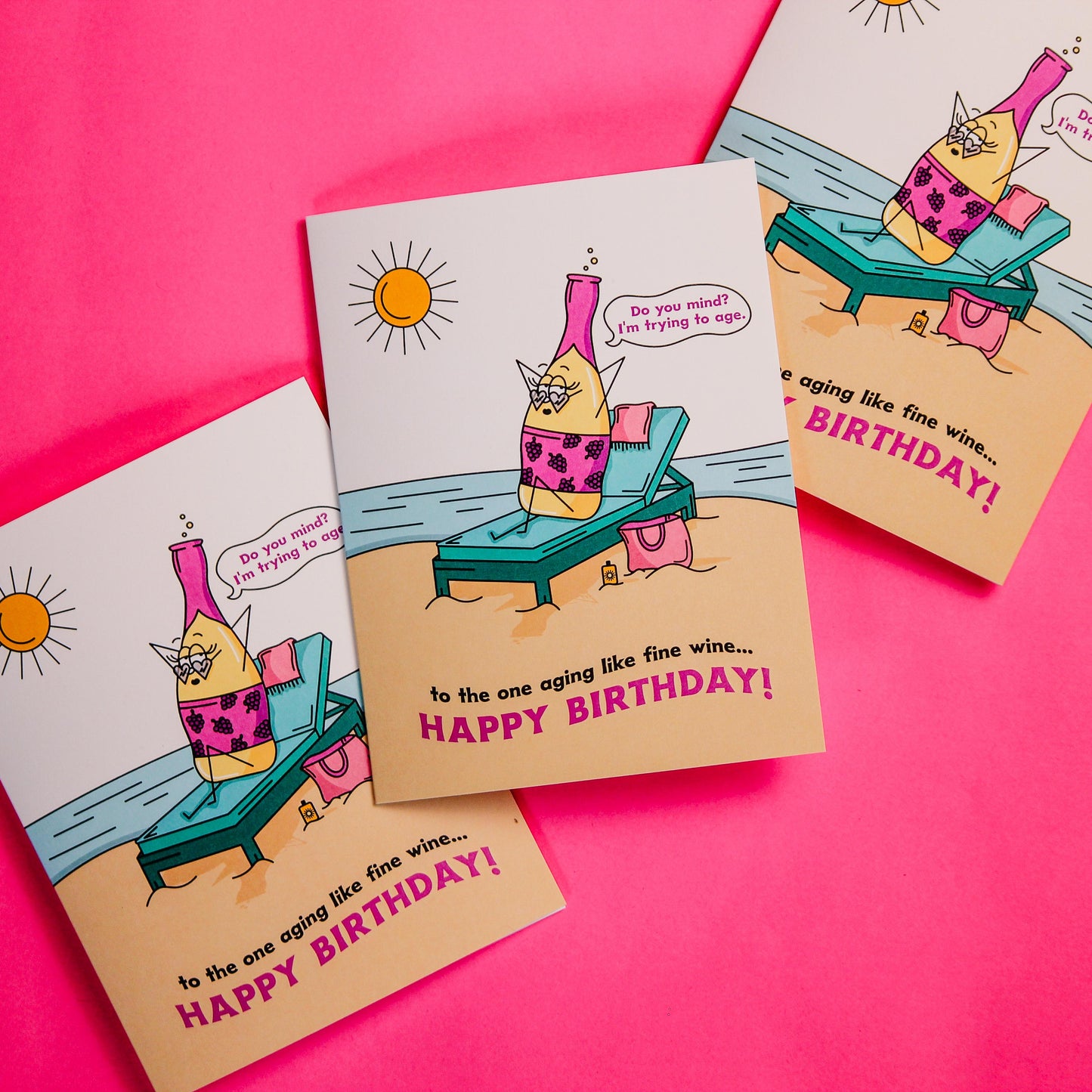 Aging Like Fine Wine Themed Birthday Greeting Card