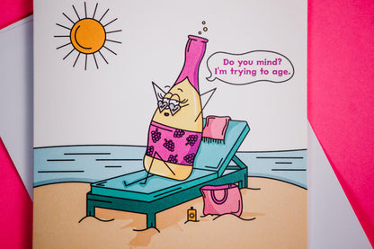 Aging Like Fine Wine Themed Birthday Greeting Card